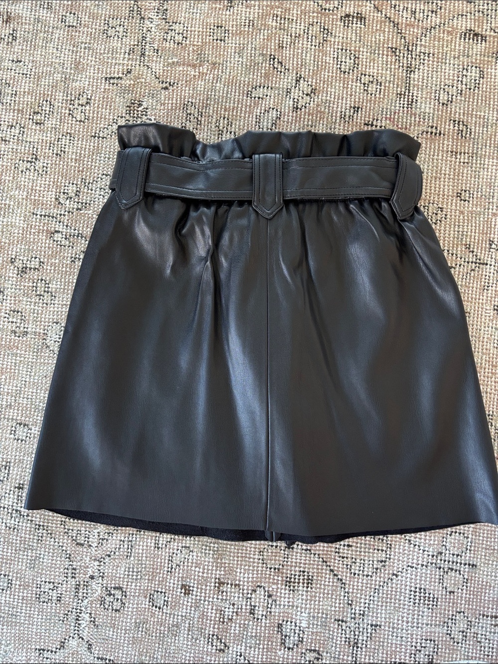 ZARA vegan leather pleather skirt black XS paperbag waist - Picture 4 of 4
